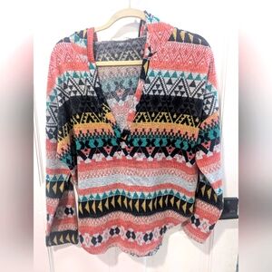 Colorful Geometric Pattern Sweater Poncho